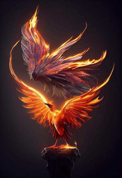 Oiseau fantastique de Phoenix fait de renaissance du feu à partir des cendres bel art d'illustration