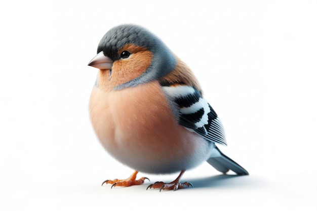 Oiseau Finch complet du corps isolé sur fond blanc uni génératif ai