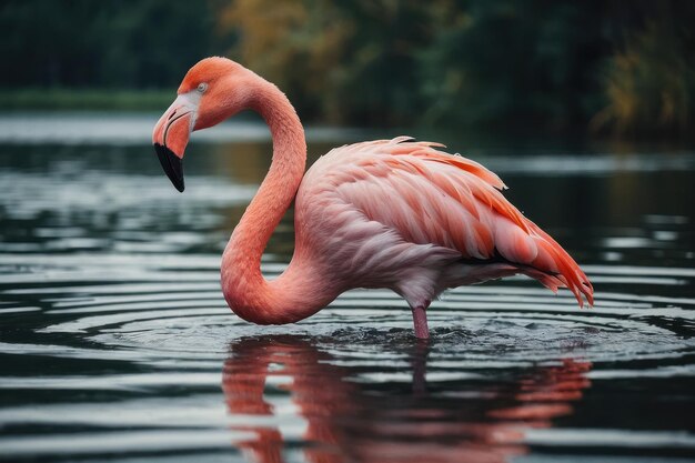 un oiseau flamant rose sur le lac