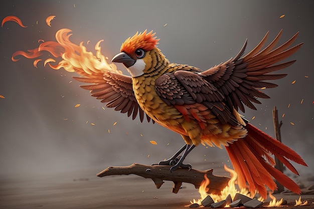 Un oiseau en flammes