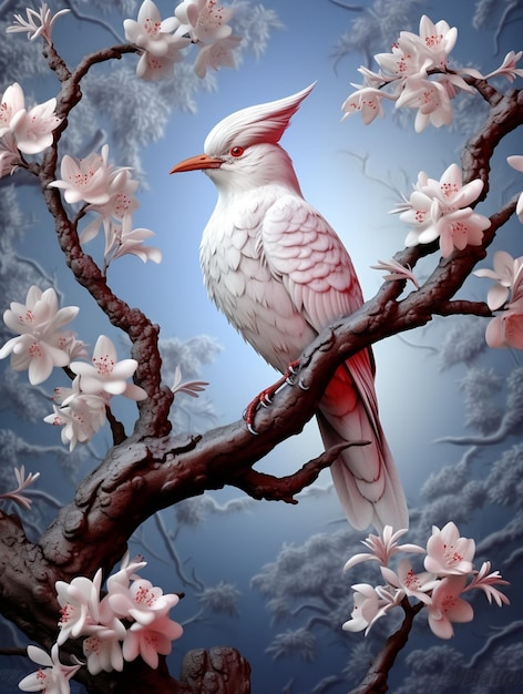 Oiseau sur fleur HD Wallpaper stock Image