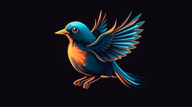 Oiseau sur fond sombre logo design générative ai