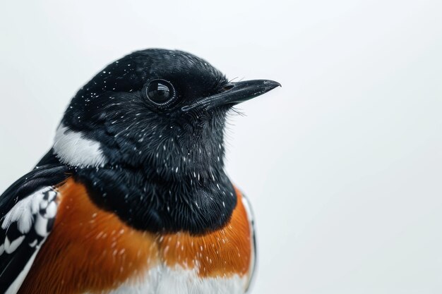 Photo l'oiseau fourmilier debout sur un petit portrait de racine vue espace de copie blanche sur fond blanc