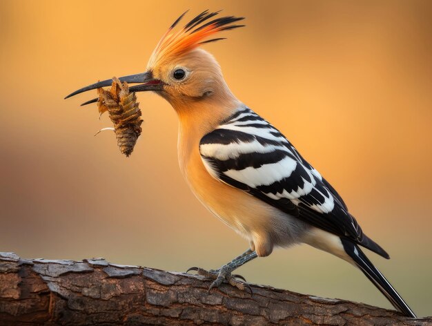 L'oiseau Hoopoe eurasien avec sa prise