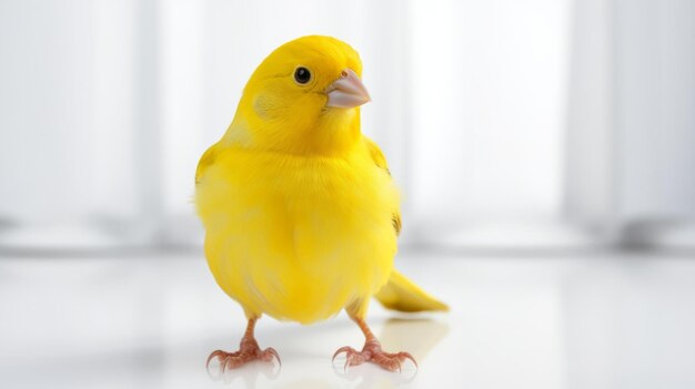 Oiseau jaune coloré dans le style de traitement croisé sur fond blanc