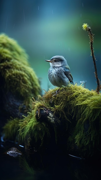 Photo un oiseau avec un long bec est assis sur une branche