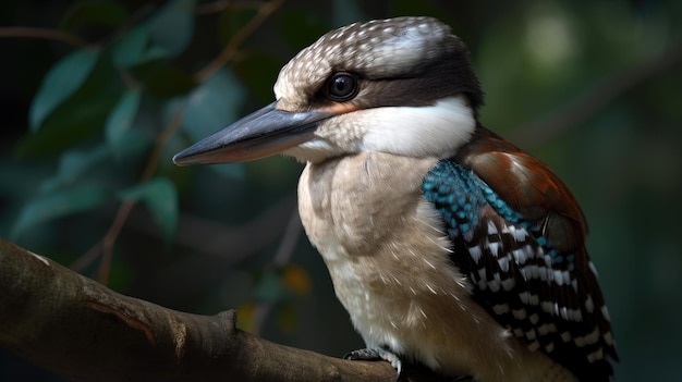 Un oiseau avec un long bec est assis sur une branche.