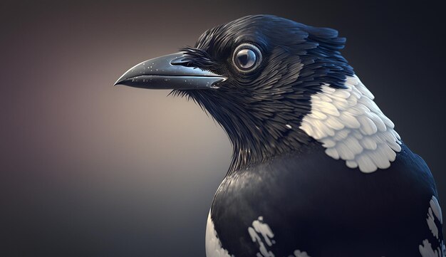 L'oiseau magpie a un visage charmant, une beauté hypnotisante, une image générée par l'IA.