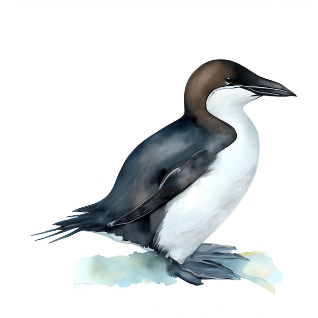 Oiseau de mer isolé sur un fond blanc en aquarelle