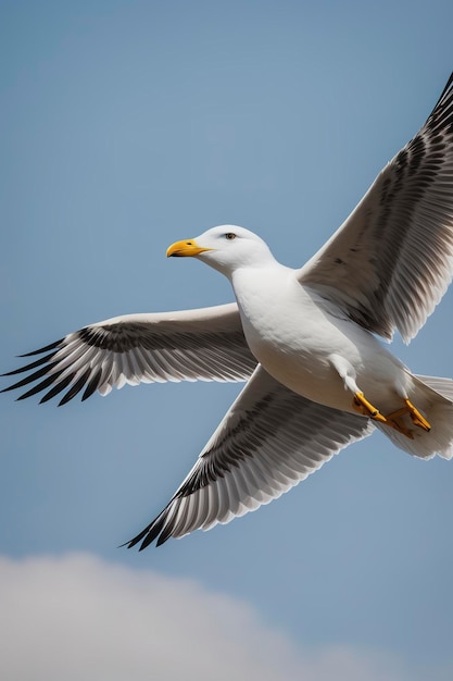 L'oiseau mouette volant dans le ciel Photo