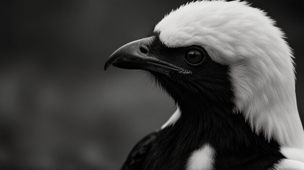 Photo un oiseau noir et blanc avec une bande blanche sur la tête