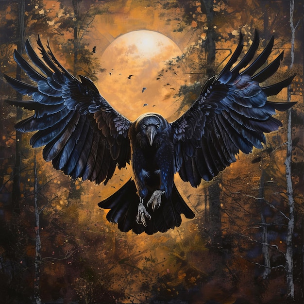 L'oiseau noir du corbeau est un album de photos visuelles rempli d'ondes sombres et mystérieuses.