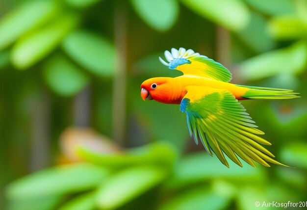 Photo oiseau parakeet du soleil aratinga solstitialis volant isolé