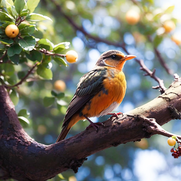 un oiseau perché sur une branche avec une IA rose générée