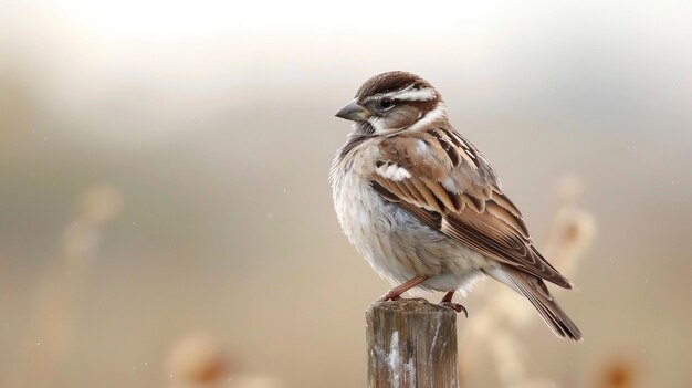 Un oiseau perché sur un poteau