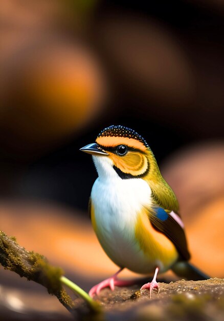 Oiseau sur un perchoir avec des cerises générées par l'IA