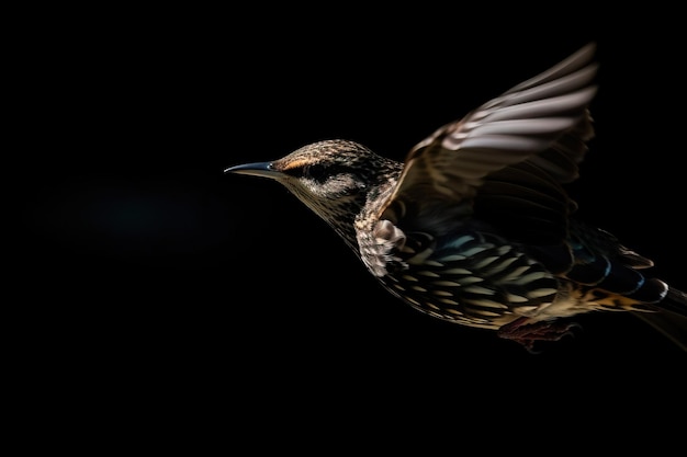 Un oiseau en plein vol capturé en mouvement