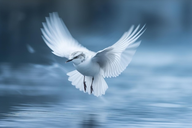 Photo un oiseau en plein vol avec un effet de mouvement gelé