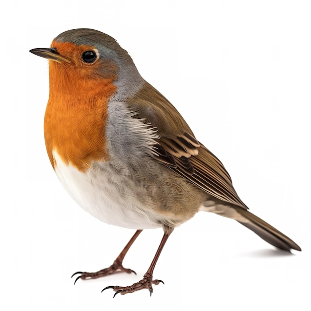 Photo un oiseau avec une poitrine rouge et orange et un fond blanc