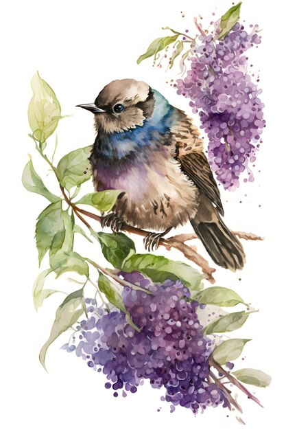 oiseau de printemps aquarelle