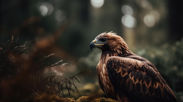 Un oiseau de proie dans la forêt