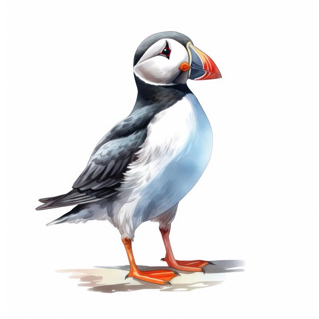 Photo l'oiseau puffin dessin animé illustration d'oiseaux vectoriels l'ouse puffin à cornes mascotte de dessin illustré