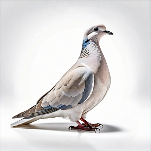 un oiseau avec une queue bleue et grise et un fond blanc