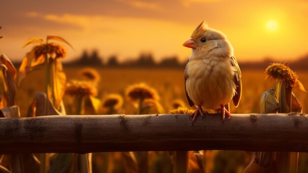 Un oiseau de rêve dans un champ de maïs luxuriant