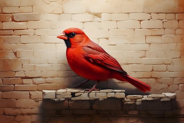 Photo un oiseau rouge assis dans le mur.