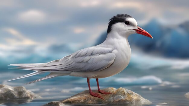 Photo un oiseau se tient sur un rocher dans l'eau