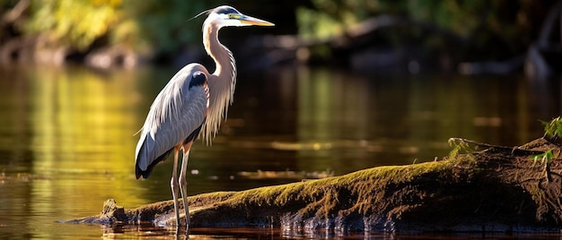 un oiseau se tient sur un rocher dans l'eau