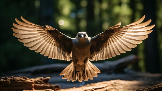 Photo un oiseau avec ses ailes déployées dans l'air