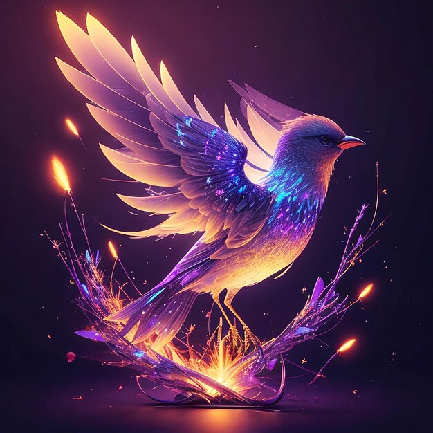 Un oiseau avec un style 3D futuristeParfait pour un t-shirt ou un papier peint généré par IA