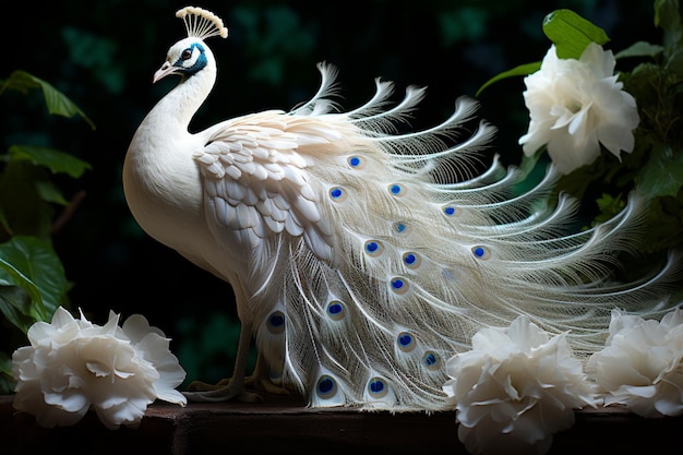 Photo un oiseau avec des taches bleues sur ses plumes se tient sur un rebord