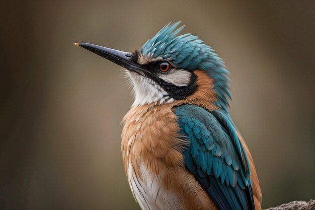 Photo un oiseau avec une tête bleue et brune et une tête blanche