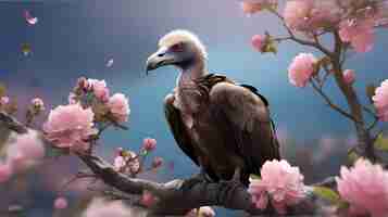 Photo un oiseau avec une tête bleue et une tête blanche