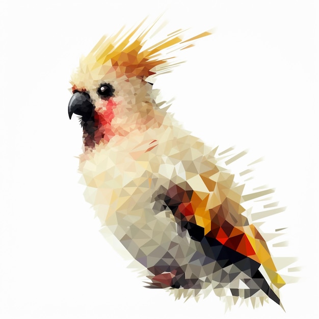 Un oiseau avec une tête jaune et des plumes rouges