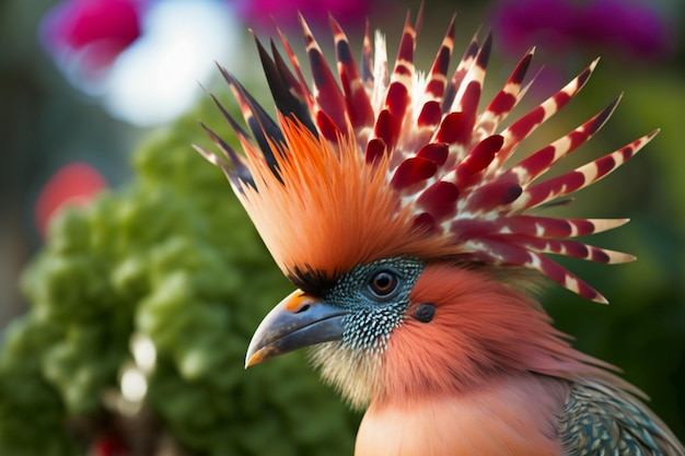 Un oiseau avec une tête orange vif et un bec noir