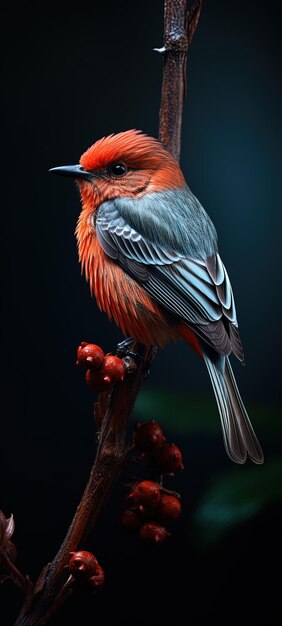 Photo un oiseau avec une tête rouge et des plumes bleues