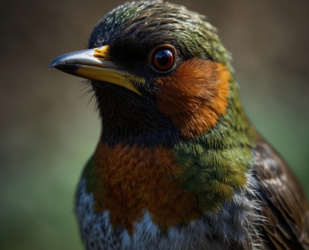 Photo un oiseau avec une tête verte et un bec noir