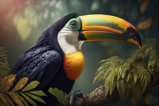 Oiseau toucan mignon Illustration AI générative