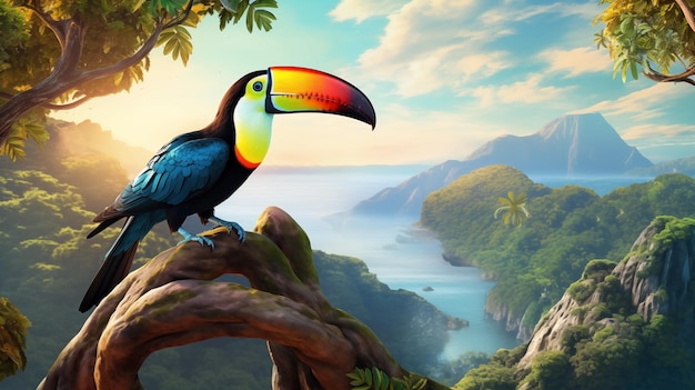 L'oiseau Toucan avec la nature AI générative