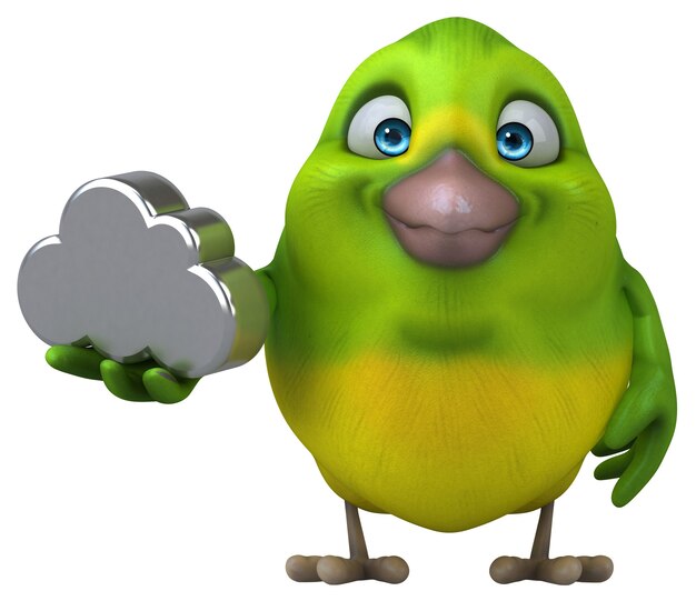 Oiseau vert amusant - Illustration 3D