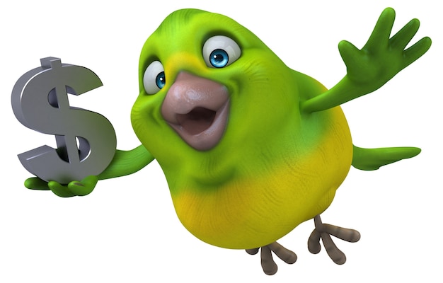 Oiseau vert amusant - Illustration 3D