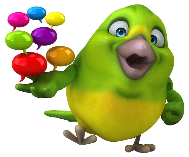 Oiseau vert amusant - Illustration 3D