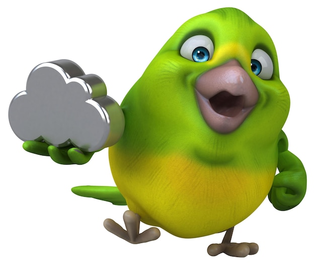 Oiseau vert amusant - Illustration 3D