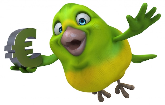 Oiseau vert amusant - Illustration 3D