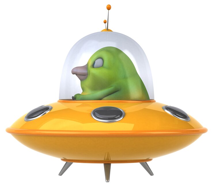 Photo oiseau vert amusant - illustration 3d