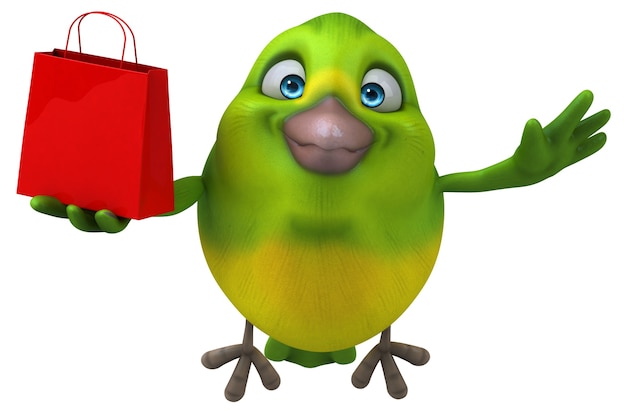 Oiseau vert amusant - Illustration 3D