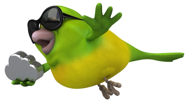 Oiseau vert amusant - Illustration 3D